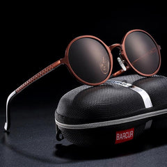 Gafas de sol redondas de lujo, polarizadas, universales, retro y modernas, con montura de metal de alta calidad y protección UV400