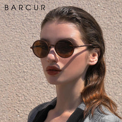 Gafas de sol redondas de lujo, polarizadas, universales, retro y modernas, con montura de metal de alta calidad y protección UV400