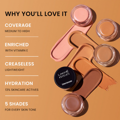 Lakme Unreal Cover Creme Concealer Lightweight & Hydrating - Cinnamon