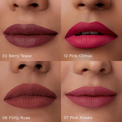 Pilgrim Matte Mini Liquid Lipstick 4 In 1 Pack Smudgeproof, Hydrating & Lightweight - The Pink Sin