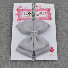 Luxury New Baby Hair Bow Flower Headband Silver Ribbon Hair Band Handmade Hair Accessories Bow for Children
