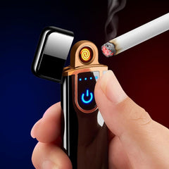 Briquet électronique USB moderne et luxueux, fin, coupe-vent, coloré, pour homme, avec capteur tactile et gravure de dragon, excellent cadeau