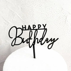 Concise White Birthday Cake Topper golden Acrylic happy birthday Cupcake Toppers Family birthday party Cake flag Dessert Decor