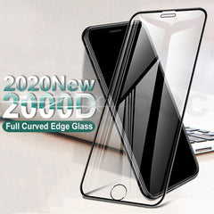 Vidrio templado con borde curvado 2000D para iPhone SE 2020, 6, 6S, 7 y 8 Plus, vidrio de cobertura completa para iPhone 11 Pro, XS Max, X y XR, protector de pantalla sin marco lateral, instalación sencilla, protector de pantalla 3 veces más resistente