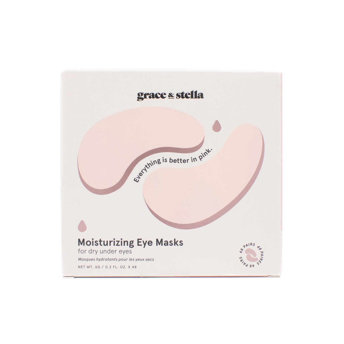 Grace & Stella Feuchtigkeitsspendende Pinkfarbene Augenmasken 48 Paar – Neu