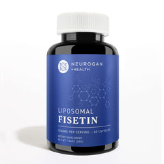 Liposomal Fisetin Capsules for healthy aging, dietary supplement bottle by Neurogan Health, 60 capsules.