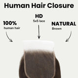 Medium Brown Body Wave 5x5 HD Lace Human Hair Closure