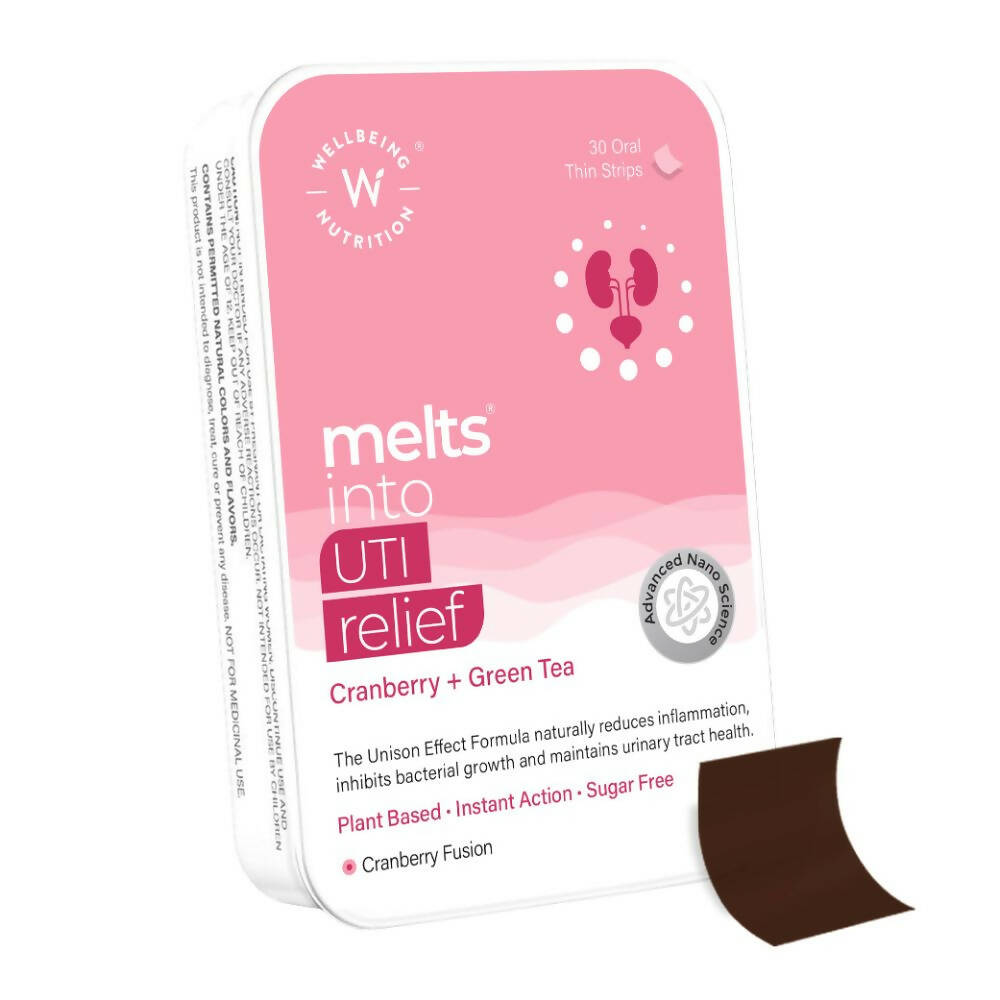 Wellbeing Nutrition Melts Soulagement des infections urinaires en bandelettes orales - saveur fusion de canneberge