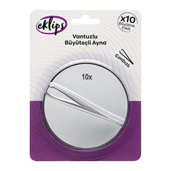 Eklips 10x Magnifying Mirror and Tweezers Set - Suction Cup Grooming Kit for Eyebrow Shaping