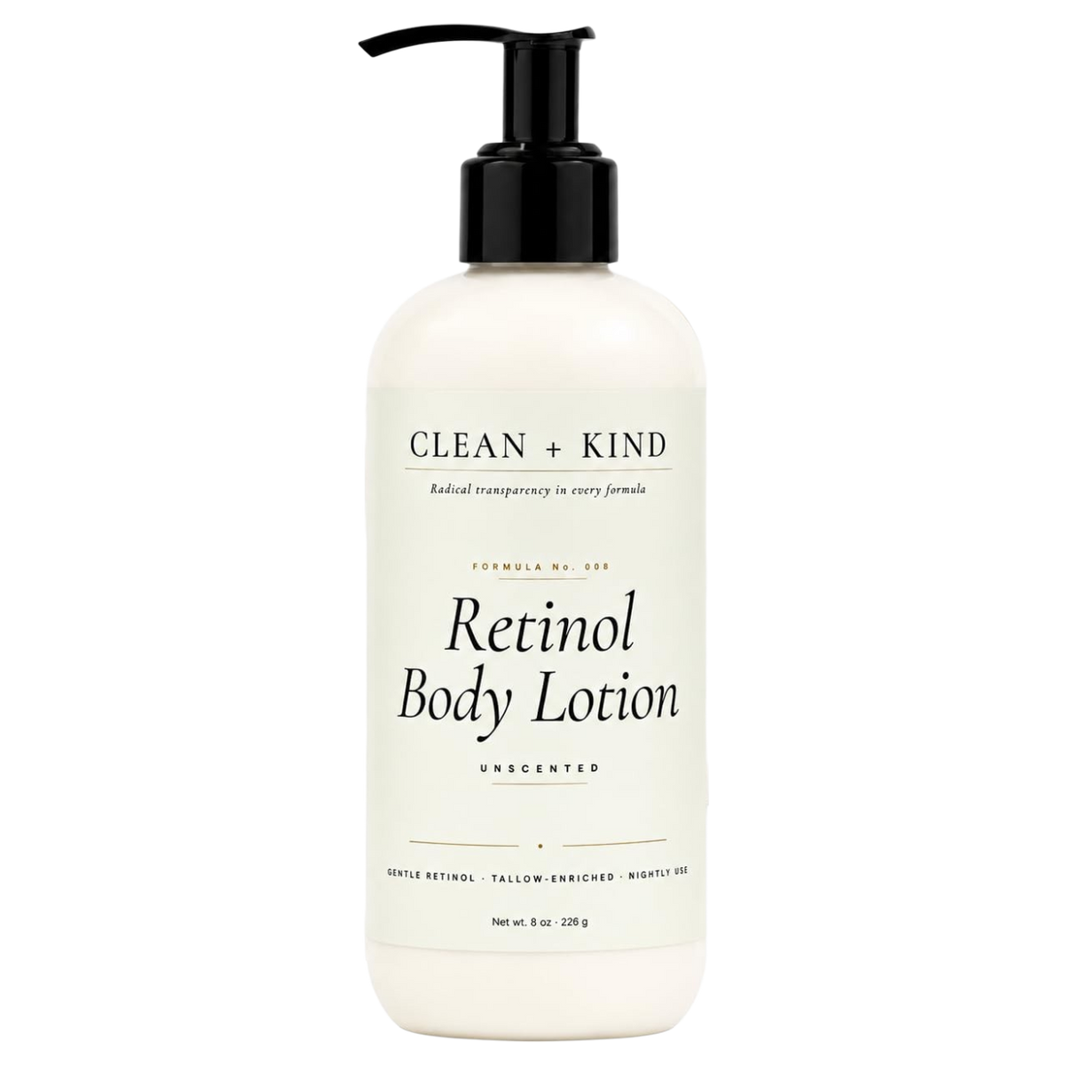 Retinol Body Lotion, 8 oz — Grass-Fed Tallow, Niacinamide, Shea, Jojoba, & Hyaluronic Acid