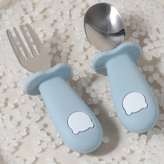 Custom Name Baby Panda Spoon Fork Set | First Self Feeding Utensils for Toddlers Stainless Steel Weaning Set with Travel Case