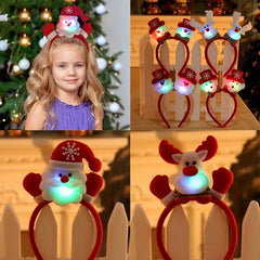 LED Christmas Party Headband Santa Claus Elk Antlers Reindeer Glowing Headband Cosplay Party Christmas Ears Ornaments Hair