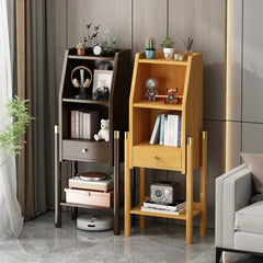Bookshelf Shelf Floor-to-ceiling bookcase Simple living room wall locker Corner cabinet TV side cabinet Display cabinet Bamboo