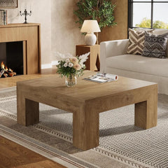 Square Coffee Table for Living Room, 39.4-Inch Farmhouse Center Cocktail Table