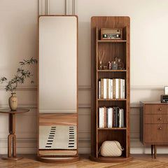 Rotating dressing mirror full body floor mirror home magazine bookshelf rotating storage rack vertical fitting mirror