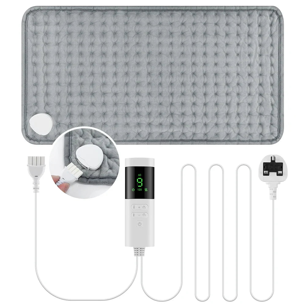 Almohadilla eléctrica calefactora de 30*60 cm para espalda, cuello y hombros, manta térmica lavable para el hogar y la oficina, invierno, 4 temporizadores y 9 niveles de temperatura