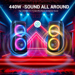 W-KING T11 100W RMS Bluetooth Speakers, IPX6 Waterproof, BT 5.3 Portable Party Boombox Wireless Deep Bass/115dB Loud Massive Sound