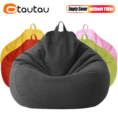 OTAUTAU Big Cotton Linen Bean Bag Cover without Filler Corner Seat Lazy Beanbag Chair Pouf Salon Ottoman Puff Lounger Sac DD002