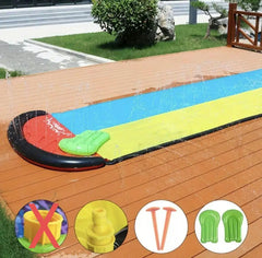 Outdoor double water slide, summer water play, grassland, single water slide, surfboard, PVC inflatable water slide