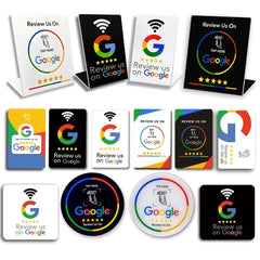 NFC Station table Tag 13.56Mhz programmable Compatible Google Review Card NFC Reviews display bending Card Acrylic Table Sticker
