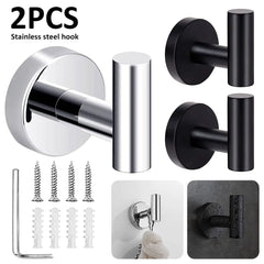 2Pcs Polished Bathroom Towel Hooks Stainless Steel Coat Robe Hook Wall Hanger with Screws Towel Rack Hang Hook for Hotel Kitchen