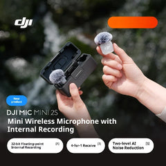 For DJI Mic Mini 2S Wireless Lavalier Mic 1TX/2TX 1RX Built-in Recording 32-bit Float AI Noise Reduction Mic for Camera Phone