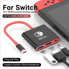 Switch1 Dock 4K HDMI USB 3.0 Hub Adapter USB C Splitter TV Portable Docking Station for Nintendo Laptops PC iPad MacBook Air Pro