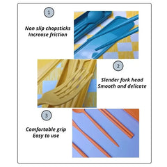 4-piece Wheat Straw Tableware Knives Forks Spoons Chopsticks New Portuguese Plastic Portable Tableware Set Dinnerware Set