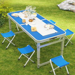 Portable Folding Aluminum Alloy Camping Picnic Table Lightweight Collapsible Carry Handle Easy Setup