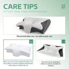 New  2 in 1 Ergonomic Neck Horn Pillow for Side Back Stomach Sleepers Contoured Design Shoulder Relaxation Soft Yet Firm Support