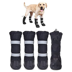 Waterproof Dog Boots for Winter Sw Rainn-Slip Dog Shoes for Medium to Large Dogs Extended Cuff Paw Protectors for Outdoor Walki