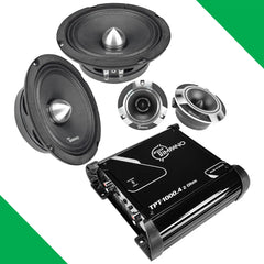TIMPANO CAR AUDIO BUNDLE 2x 6.5" MIDRANGE SPEAKERS + 2x TWEETERS + 4 CHANNEL AMP