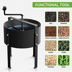 Rotary Soil Sifter Compost Sieve Garden Potting Sifting Mesh Rock Sand Dirt Sieve 13" Sifting Filter with 1/5 Inch Mesh Sifting