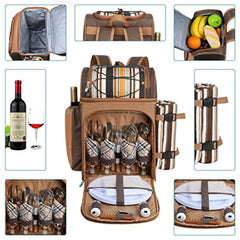 Picnic Basket Backpack for with Insulated Leakproof Cooler Compartment Wine Holder Fleece Blanket Cutlery Set Wedding Gifts for