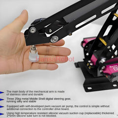 Cheap 3 DOF Metal Robotic Arm Mechanical Manipulator with Metal 25KG Digital Servos Arduino UNO Air Pump Suction Cup DIY Toys