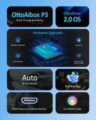 OTTOCAST P3 OttoAibox CarPlay AI Box Wireless Android Auto Smart TV Box Car Accessories for Benz Audi Kia Hyundai VW Toyota