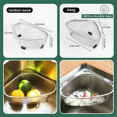 1 Piece Stainless Steel Sink Strainer Basket for Sink Colander In-Sink Mesh Colander Strainer Basket Triangle Sink Drainer YY133