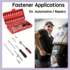 46-Piece Auto Maintenance Repair Combination Ratchet Wrench Toolbox, Vehicle-Mounted Socket Repair Set for Auto Maintenance