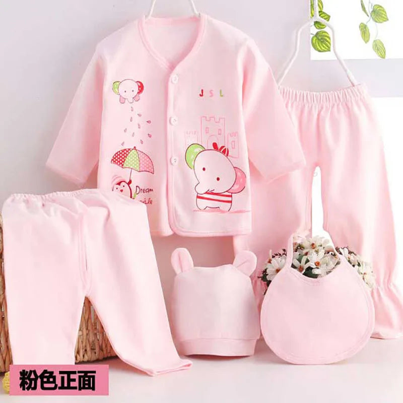 5 Pcs/set Newborn Baby 0-3 Month Clothing Set Babies T-Shirt Pants Hat Boy Girl Clothes Cotton Set