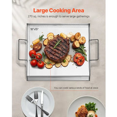 Stainless Steel Griddle 18x16 inch Universal Flat Top Rectangular Plate Gas Grill Griddle for BBQ Teppanyaki Portable Family Co