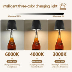 Wine Bottle LED Wireless Table Lamp 2000mAh 7 Colors Dimmable RGB USB Rechargeable Dining Table Lights Beverage Lamp Top touch