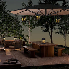 Set of 3 Outdoor Hanging Lamp Lights Solar Powered with Handle LED Table Lamps Decorative Lantern for Garden Patio Backyard