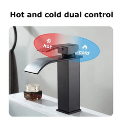 Waterfall Wash Basin Stainless Steel High And Low Faucet Black Hot And Cold Toilet Wash Basin Bathroom Home
