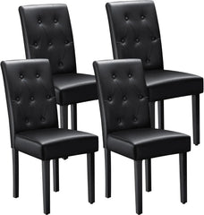 Upholstered Dining Chairs Set of 4, PU Leather Dinning Room Chairs, Button Tufted Kitchen Chairs with Adjustable Wood Legs