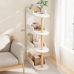 Wooden Corner Storage Bedside Table Simple Modern Multi-Layer Side Table Nightstand Cabinet Standing Bookcases Home Living Room