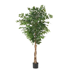 Realistic Artificial Ficus Tree Potted Fake Plant with Planter for Indoor Outdoor Home Decor