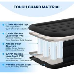 Inflatable Mattress with Built-in Pump, 500 lbs Capacity, Silent Design, Leak-Tested, Quick Inflate/Deflate, Portable for Home a