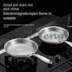 Three-layer frying pan, home cooking frying pan, non-stick hammer frying pan, kitchen use