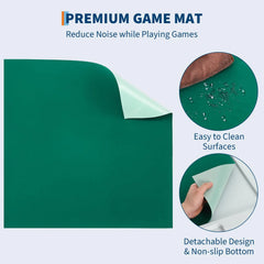 35.4" Folding Mahjong Domino Table, 4 Player Square Card Desk With Cup Holders & Chip Trays, Portable Green Board Game Table