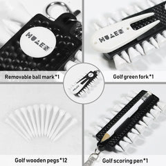 OTAUTAU Golf Tee Rack with 12pcs Tees Green Fork and Pencil Portable Golf Accessory Storage Device TC001